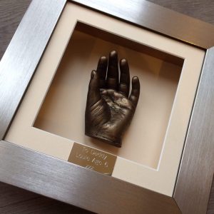 One 3D hand or foot Baby casting framed with engraved plaque