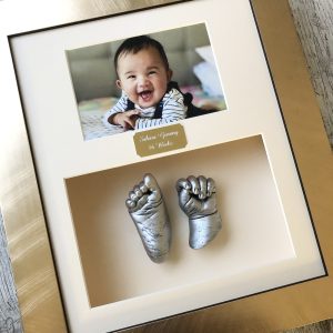 Two 3D Baby castings with a photo and engraved plaque  (Customer favourite)