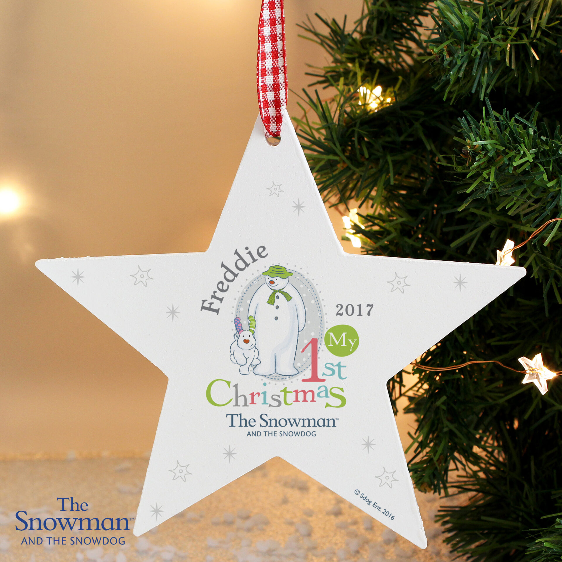 Personalised The Snowman and the Snowdog My 1st Christmas Star Decoration - Image 3